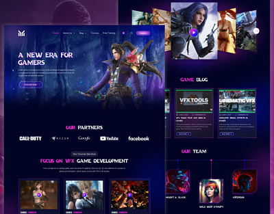 Gaming Landing Page Design 3d animation artificial branding character course development e learning game gaming graphic design landing page landscape play skill technology template training ui virtual
