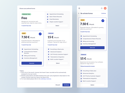 VeteraSky - Subscription Plans clinic cloud doctor features management pet plan practice pricing pricing table product design saas subscription ui ux vet veterinary