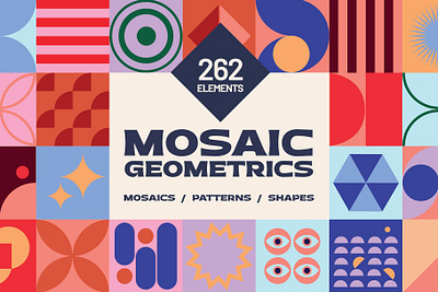 Design Assets: Mosaic Geometrics 262 elements 3d 3d shapes abstract backgrounds color download fashion free geometric geometrical mosaic objects patterns poster shapes textiles textures ui vectors webdesign