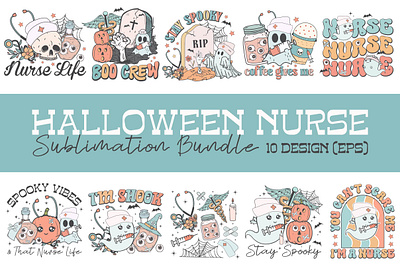 Halloween Nurse PNG Sublimation Bundle 3d animation app branding design graphic design illustration logo ui vector