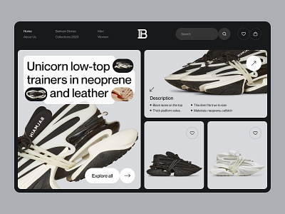 Balmain - commerece/ e-shop homepage redesign web design