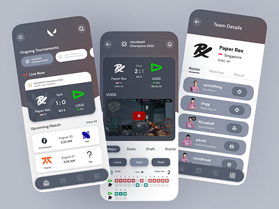 Valorant Esports Tracker App app design graphic design ui vector