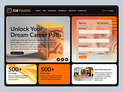 Job Finder UI concept employers find job gradient hero hiring homepage job job board job finder job landing page job search job seeker landing page minimal professional recuriet ui ux web web design