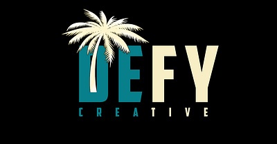Defy Logo with Coconut & Palm Tree abstract app branding coconut design graphic design illustration logo palm tree typography ui ux vector