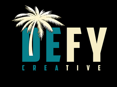 Defy Logo with Coconut & Palm Tree abstract app branding coconut design graphic design illustration logo palm tree typography ui ux vector