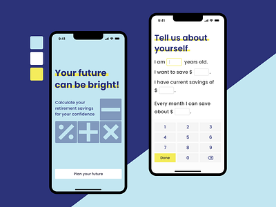 Mobile App - Retirement Savings Calculator blue calculator mobile mobile app product ui ux