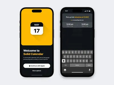 Solid Calendar app calendar design ios minimal mobile natural language product timeline ui