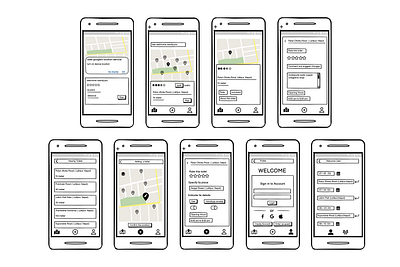 TOILET FINDER APP'S WIREFRAMES casestudy design ui wireframe wr