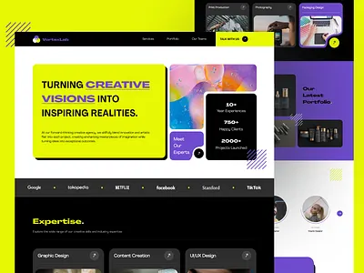 VortexLab - Creative Agency Landing Page agency bold brutalism colorful company company website creative creative agency digital marketing fun hero homepage landing landing page landingpage package saas uiux design web design website