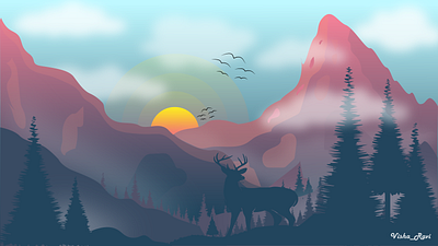 Sunset Landscape 100daysofchallenge artadventure digitalart illustration