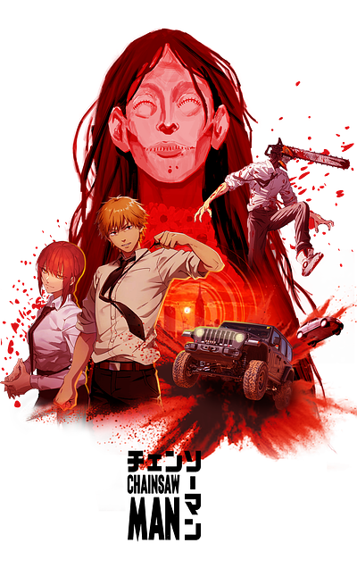 Fan poster ( Chainsaw man ) anime chainsaw chainsaw man denji design fan poster ghost graphic design makima poster