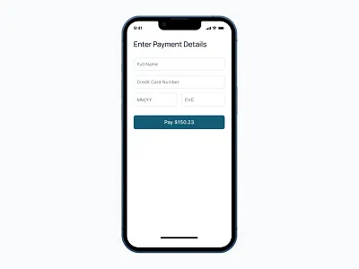 Payment Details credit card screen ecommerce finance input fields pay payment