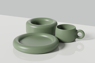 plate, bowl, cup 3d design keyshot render