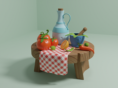 fruits table 3d