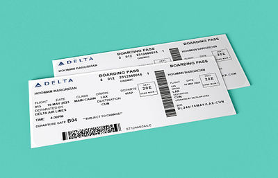 Delta airlines boardingpass mockup branding graphic design logo