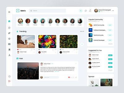 Debrix - Social Media Platform Dashboard dashboard design graphic design landing page platform popular social media social media dashboard social media platform trend ui ui design uiux ux web design website