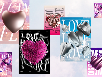 Design Assets: 3D Heart Objects - Digital Love 3d 3d illustration 3d shapes branding download fashion free freebie heart love modern objects pink poster resources shapes ui valentines webdesign