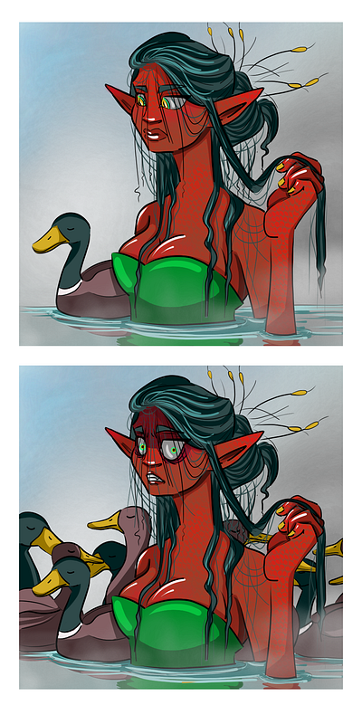 Too much is too much duck illustration krita mermaid swamp