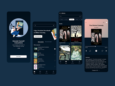 Audiobook app app branding design e commerce product design ui ux