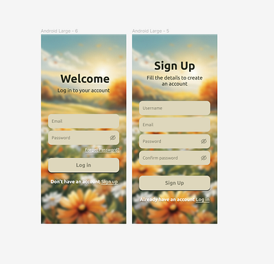 Login and signup design app graphic design mobile ui