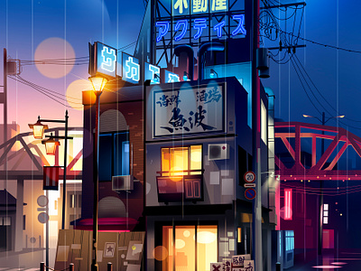Tokyo by night ✨ architecture city culture design futur illustration japanese japoan light neon retro tokyo