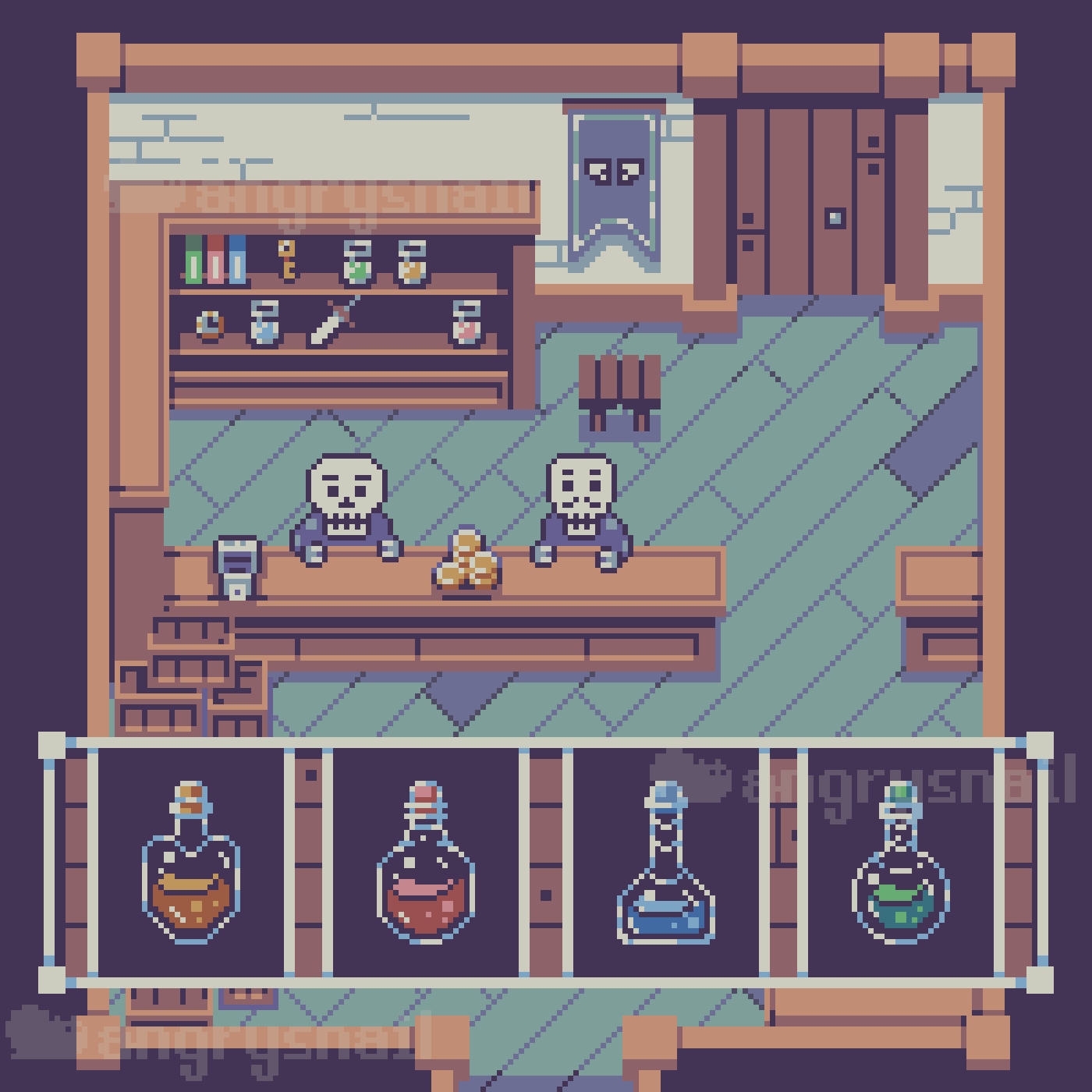 Two Robbers 16bit 8bit commission commissionart design dnd dndart gameart illustration medieval medievalart minimalistart minimalistic pixel art pixelart tavern