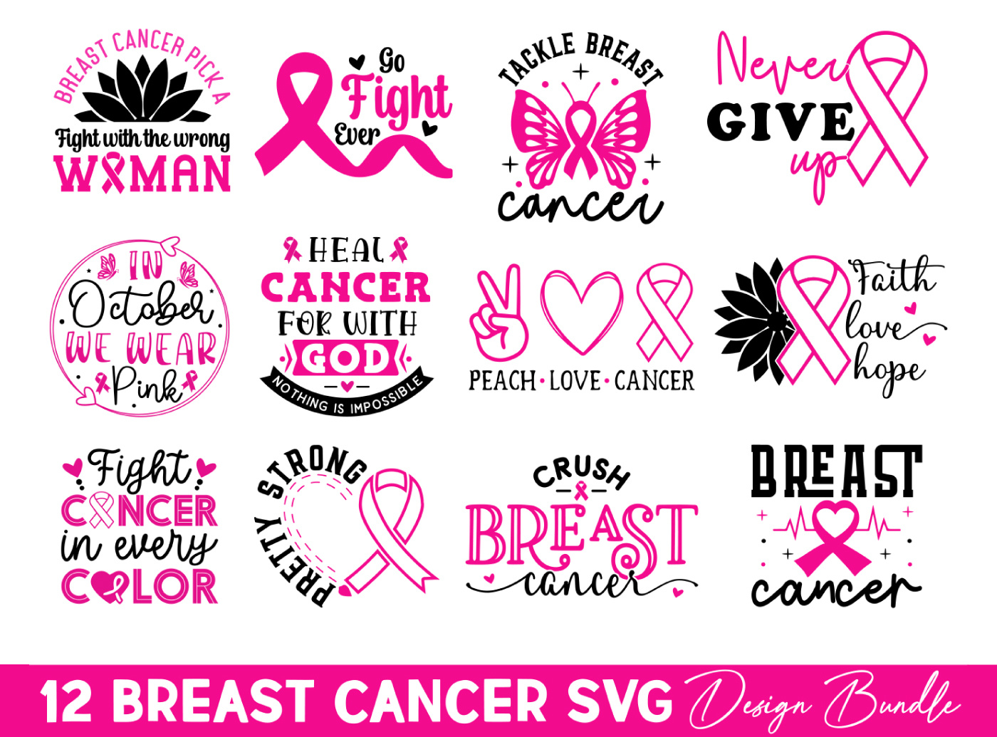 Breast Cancer SVG Bundle, Breast Cancer T shirt design breast cancer breast cancer awareness breast cancer svg cancer awareness svg cancer survivor svg fight cancer svg pink october pink ribbon svg t shirt design typography