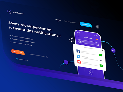 Header PushReward app aplication mobile smartphone brand branding free freebies graphic design hero header ios android notitications photoshop psd print designer product designer psd files puhs purple sea reward statistics graphics curves typo typography ui ux designer web mockup