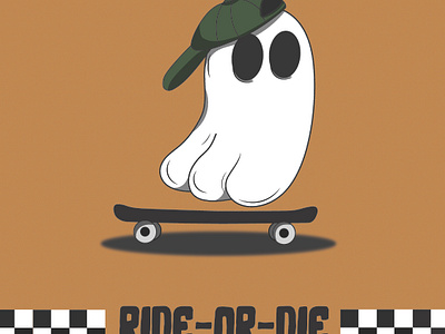 Ride-or-Die artwork design drawing ghost graphic design halloween illustration illustrator rideordie skateboard