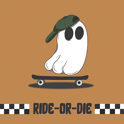Ride-or-Die artwork design drawing ghost graphic design halloween illustration illustrator rideordie skateboard