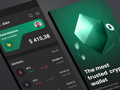 Wallet App for Crypto crypto dark design mobile mobile app mobile design ui uidesign ux wallet