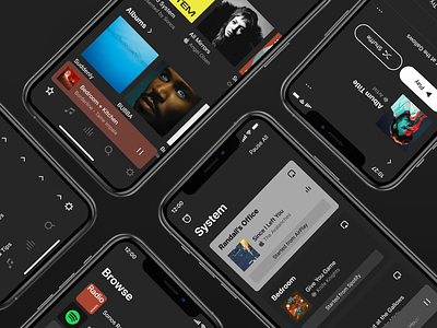 Sonos S2 (Dark Mode) app design dark dark mode design design system graphic design interface mobile mobile app music responsive system ui ui design