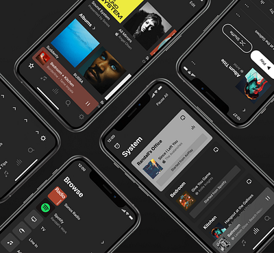 Sonos S2 (Dark Mode) app design dark dark mode design design system graphic design interface mobile mobile app music responsive system ui ui design