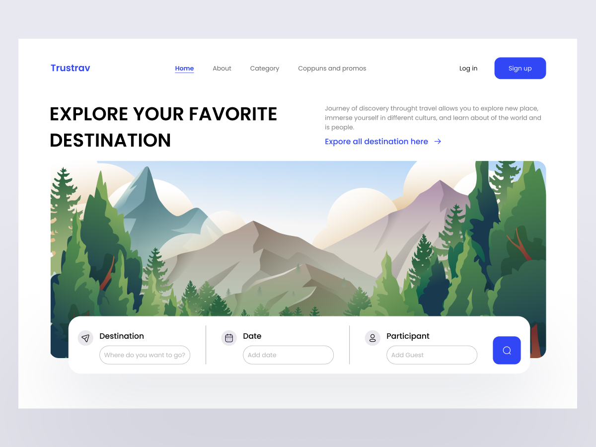 Trustrav - Travel Website [Hero] design hero landingpage travel ui ux website