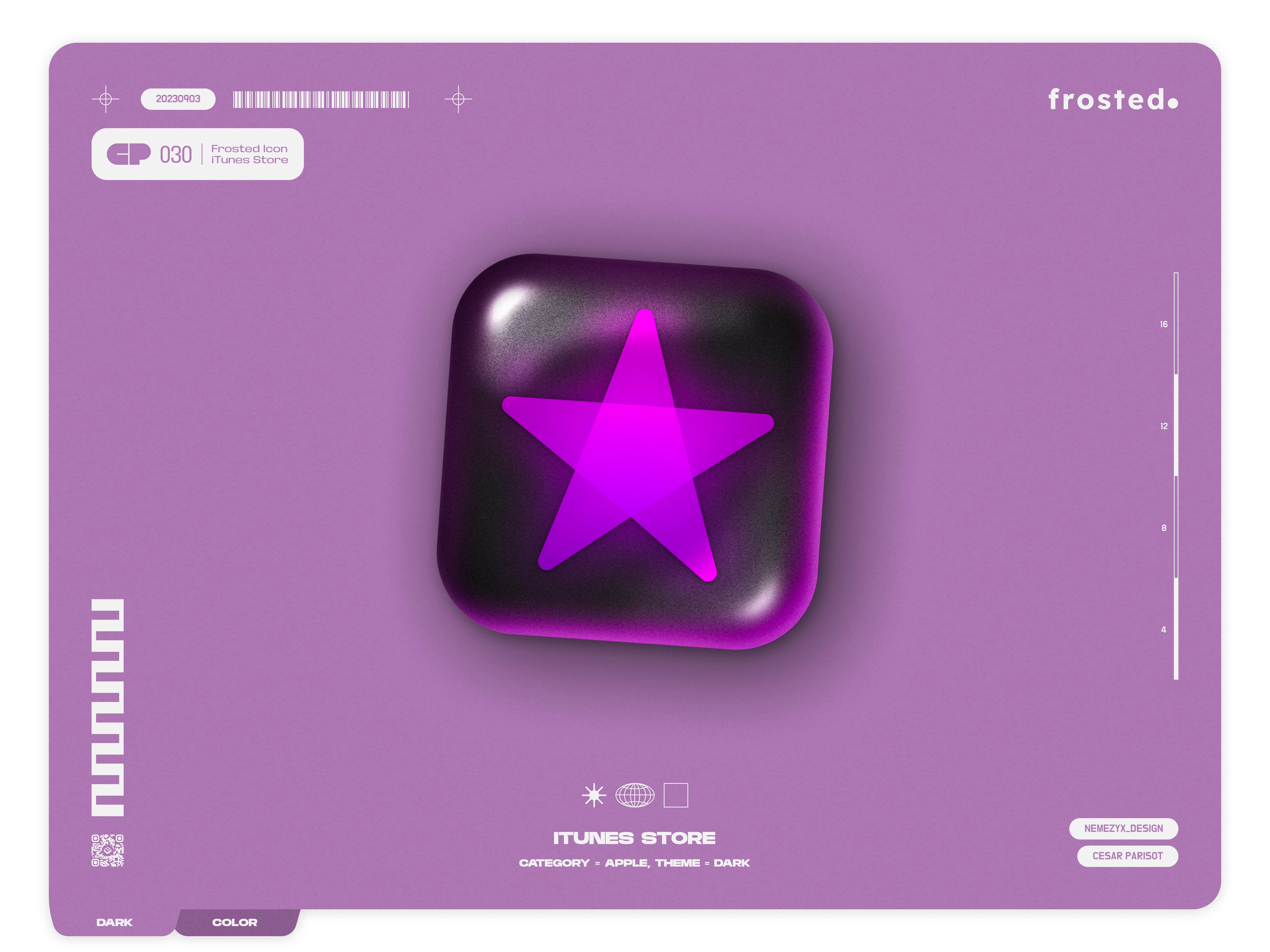 Frosted. Icons - 030 - iTunes Store app app icon apple apple icon candy figma design frosted glass glass design glassmorphism icon icon design icon pack icon set neumorphism