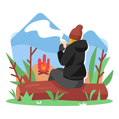 Back View Collection Illustrations back back view boy camping character coffee female flat girl graphic design hiking illustration japan male man people samurai travel vector woman