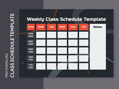 Weekly Class Schedule Free Google Docs Template class college design docs document education elementary google high ms print printing schedule school template templates timetable university word