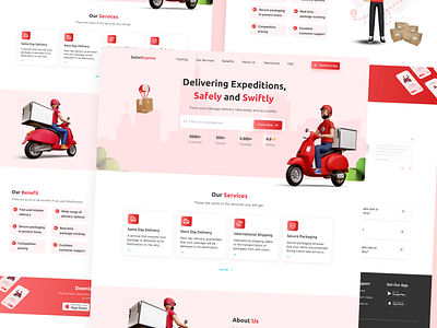 SafariExpress | Package Delivery Landing Page app courier delivery design expeditions landing page logistics modern package shipping track package tracking ui uidesign uiux web design website