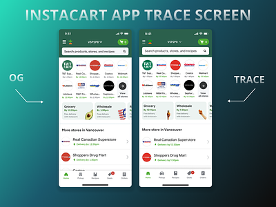 INSTACART IOS APP TRACE SCREEN app app screen design home page inspiration instacart ios mobile app page recreate screen trace screen ui ux ux design