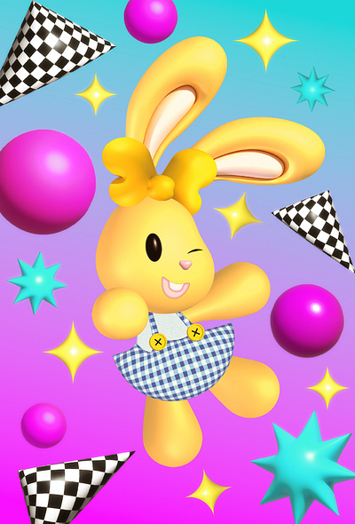 Rabbit Fun 3d design graphic design