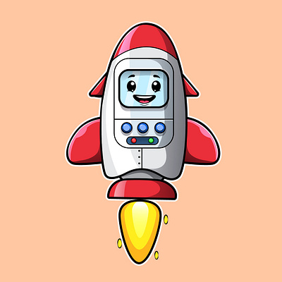 Cute rocket design graphic design illustration vector