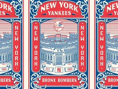 YANKEES™ Poster design for MLB x PILLBOX BAT CO. branding bronx bombers graphic design handrawn illustration poster poster vintage vintage yankees poster