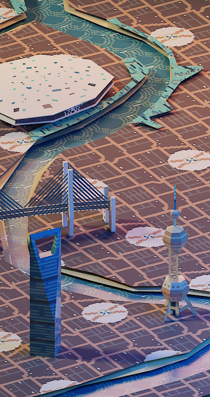 Shanghai Building Renders - Andromedoom 3d building china city design game low poly pixel shanghai