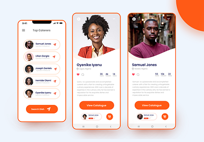 Profile List Page For A Catering Ordering App apdesign app apps design profile ui uiux user experience userinterface uxd