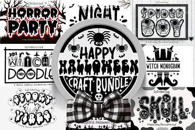 Happy Halloween Craft Bundle Font halloween party design