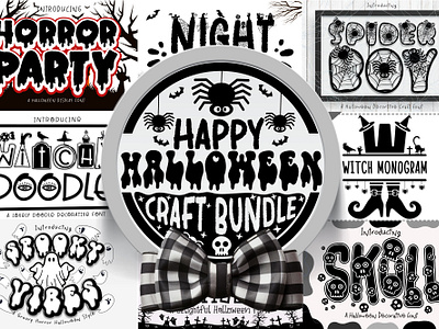 Happy Halloween Craft Bundle Font halloween party design