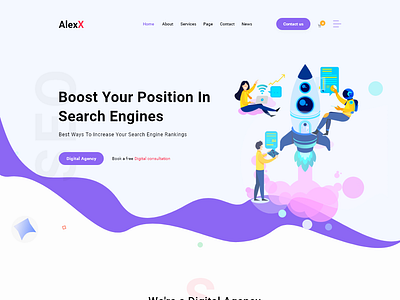 Alexx - SEO agency landing page agency landing page design seo agency landing page seo landing page typography ui ux web web design