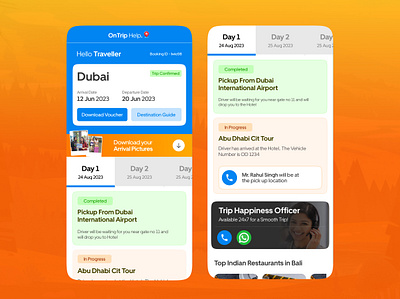 OnTrip Help Dashboard branding travel travel app travel platform trip status ui