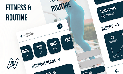 FITNESS &ROUTINE APP DESIGN graphic design ui