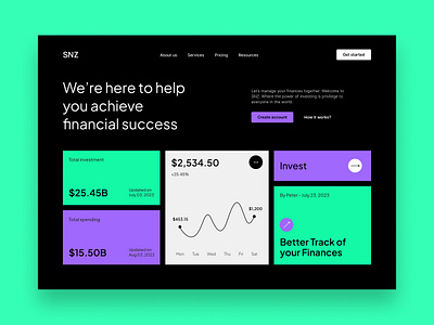 Finance Web Header buisiness design figma finance minimal stockmarket ui ux web webdesign website